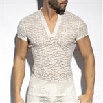 ES Collection Spider V-Neck Polo-Shirt ivory 