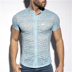 ES Collection Spider Short Sleeves Shirt sky blue